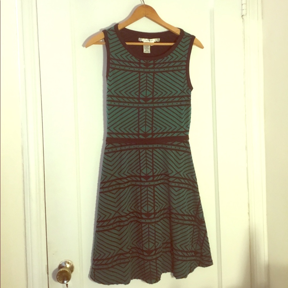 Max Studio Green Geometric Print Dress